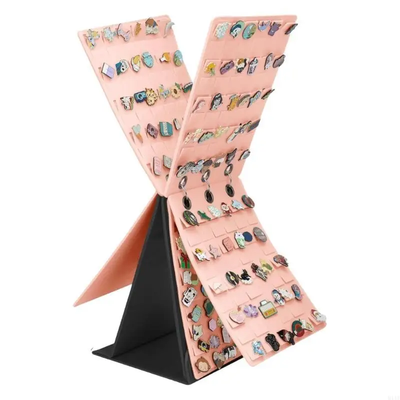 

91AF Sturdy Felt Brooch Pin Display Stand with Rotating Designs Space Saving Tabletop Showcase for Jewelry Accessories