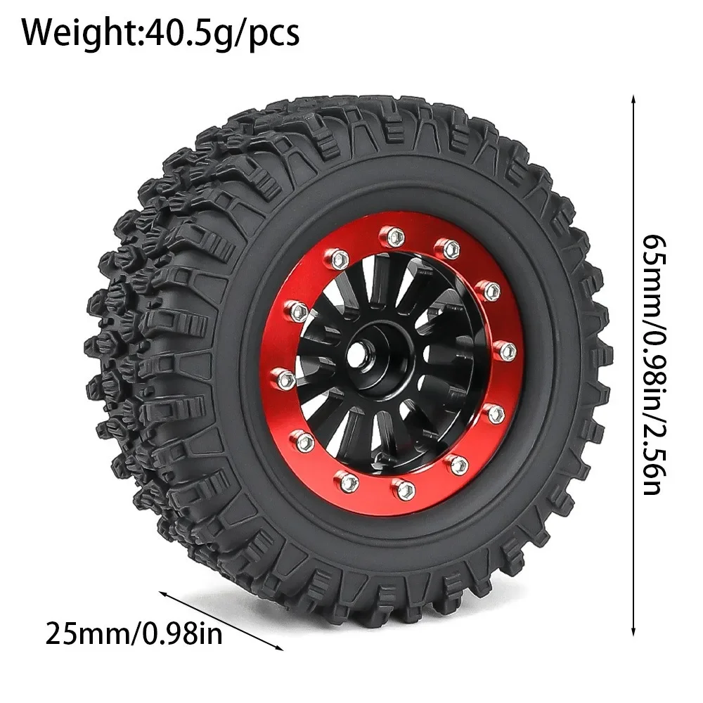 

4pcs 65mm 1.3" Metal Beadlock Wheel Tire Set for 1/18 1/24 RC Crawler Car TRX4M SCX24 AX24 FCX24 Upgrade Parts