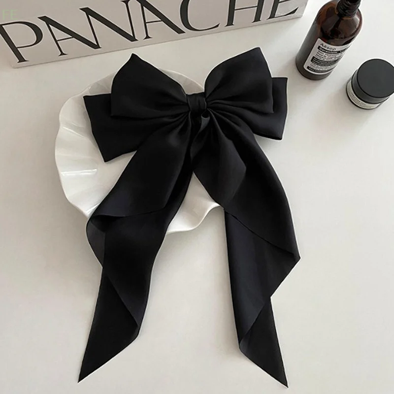 

[F] Bow Ribbon Hairpin Headwear Simple Elegant Satin Spring Clip Fixed Hair Clip Retro Party Headdress Red Hair Accessories