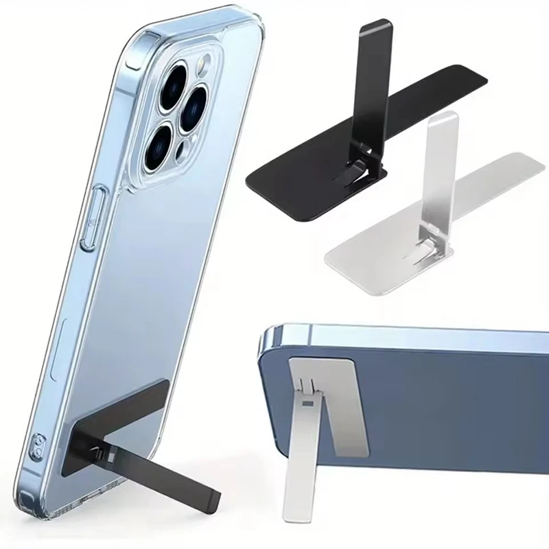 Ultra Thin Mini Phone Kickstand Universal Desktop Holder Stand Metal Steel Folding Desk Bracket for IPhone/Samsung