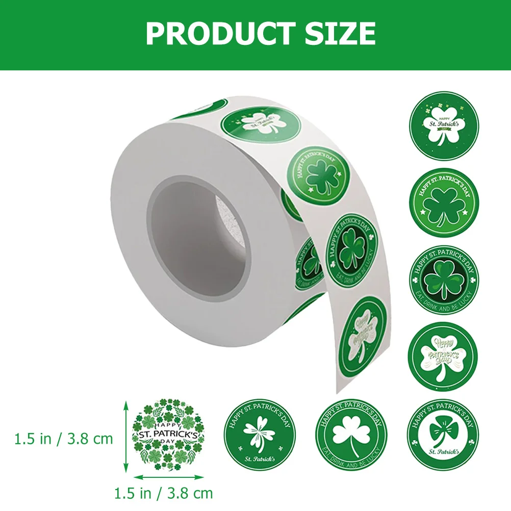 500Pcs Shamrock Stickers St Patrick's Day Theme Decals for Windows Doors Cars Gift Boxes Holiday Decoration Festive Party Favors