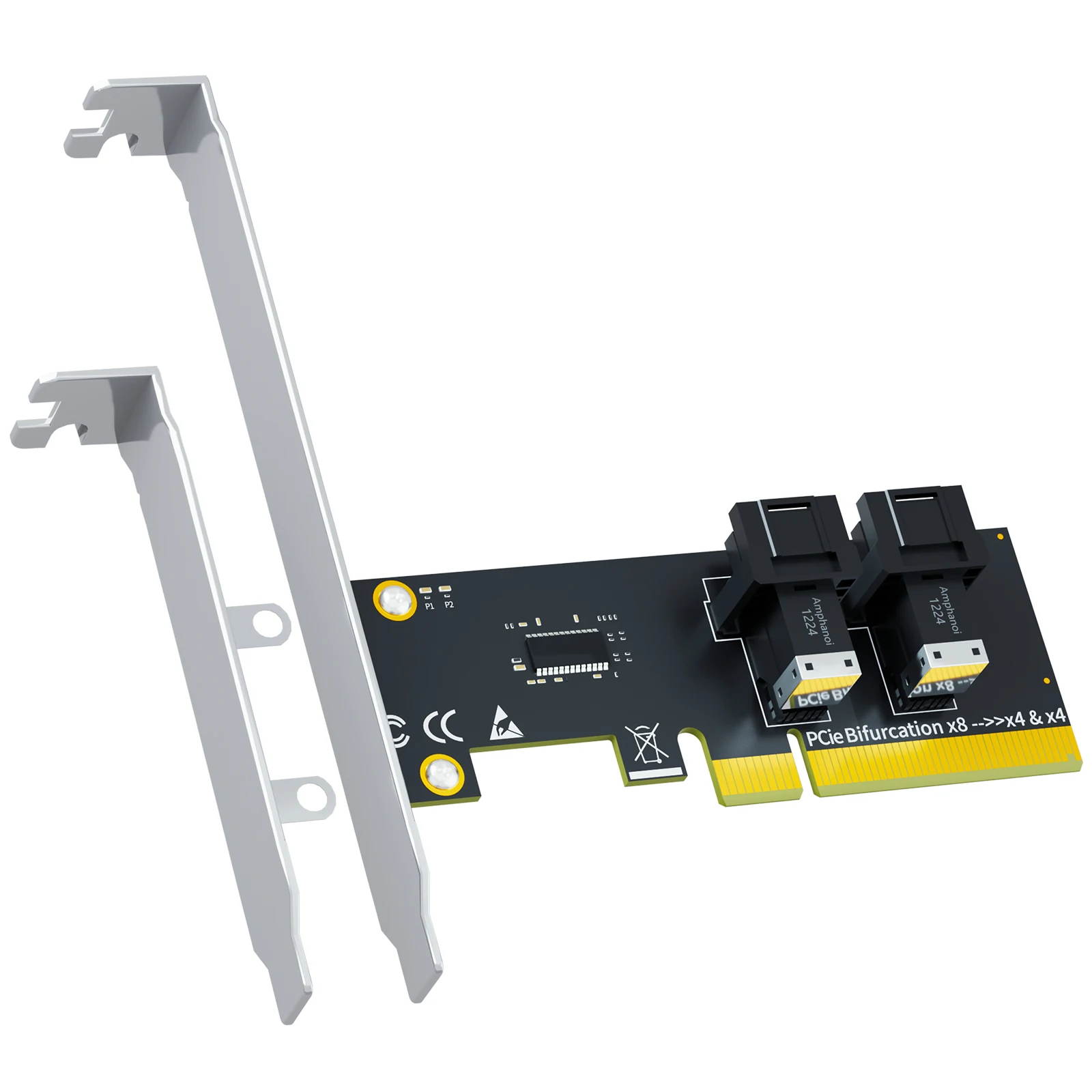 2-Port SFF-8643 to PCIE 4.0 X8 Adapter Card, No PCIe Bifurcation