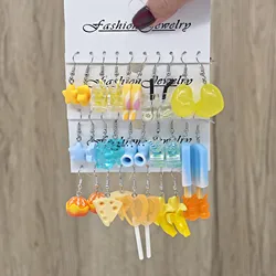 20pcs/30pcs Cross border New Love Pink Bear Drip Oil Butterfly Cute Donut Resin Chain Earrings Set for Women