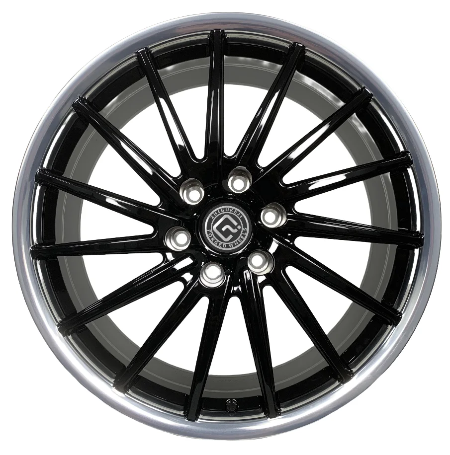 Ruedas forjadas para zurdos de alta gama con personalización privada, PCD 6x130, acabado pulido en negro brillante, para modificación de automóviles de pasajeros de alta carga.