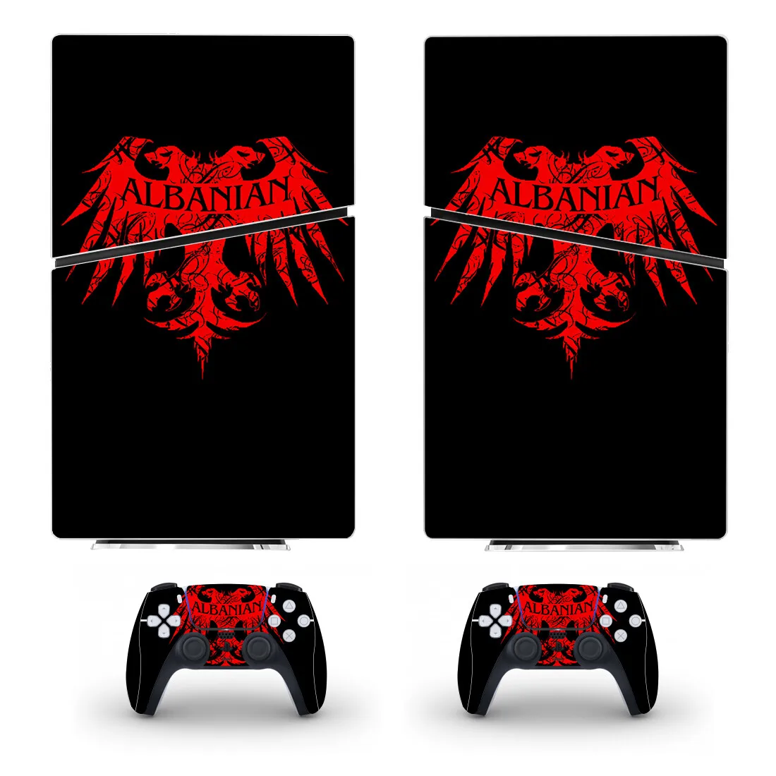 Albania National Flag PS5 Slim Digital Skin Sticker Decal Cover for Console and 2 Controllers New PS5 Slim Skin Sticker Vinyl