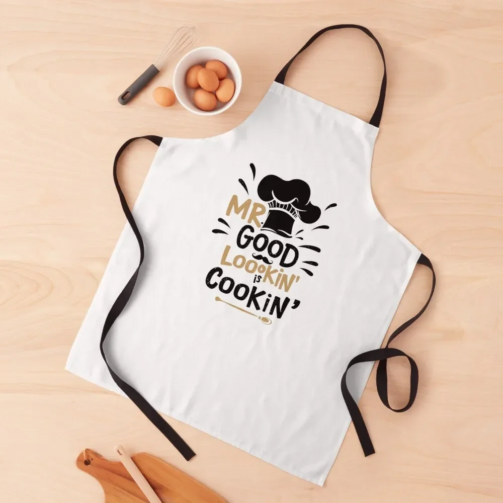 

Mr. Good lookin is cookin Apron Woman Kitchens kitchen clothes nail tech supplies Apron