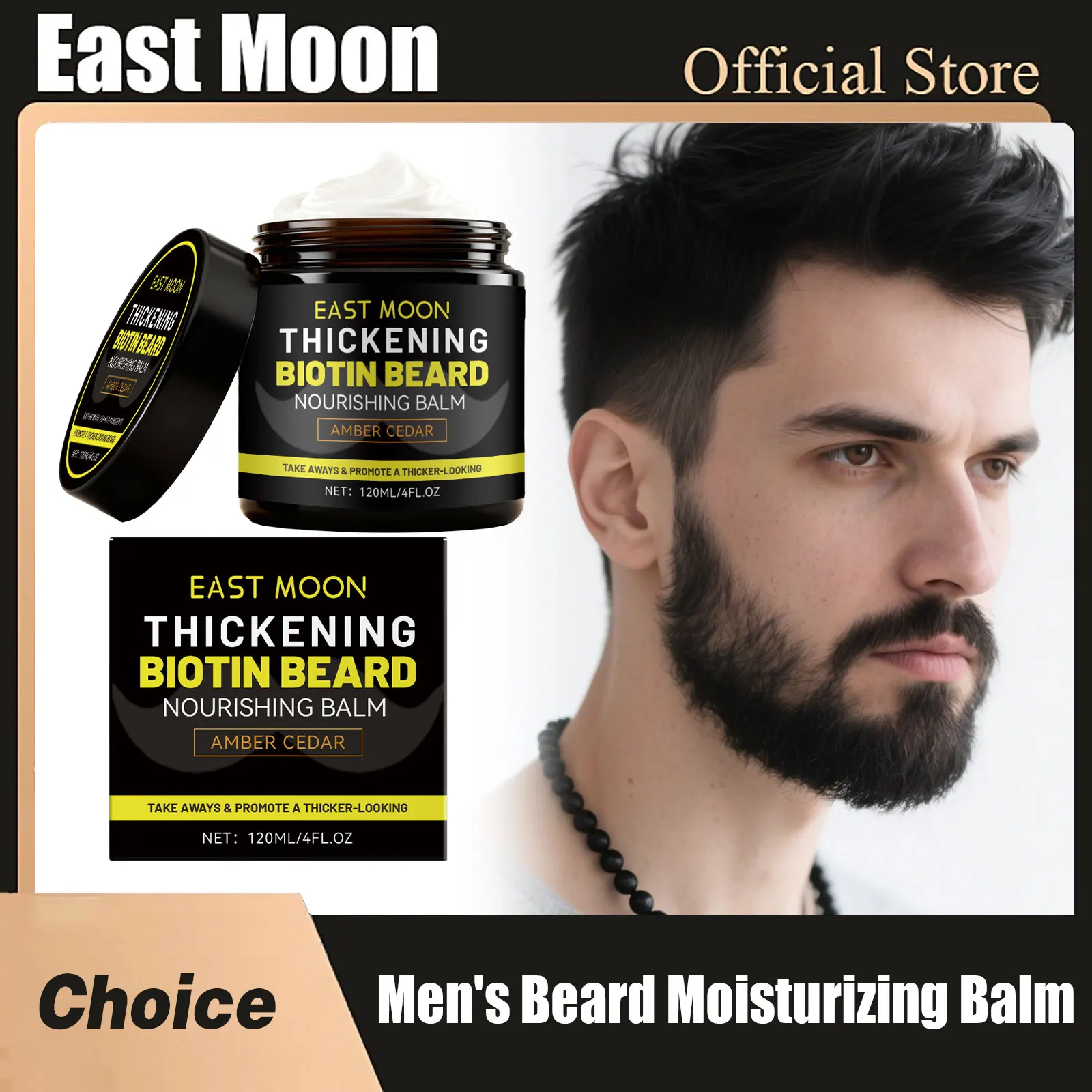 

East Moon Men Beard Moisturizing Balm Nourishing Growth Non-Irritating Lasting Smooth Professional Charming Beard Care Products