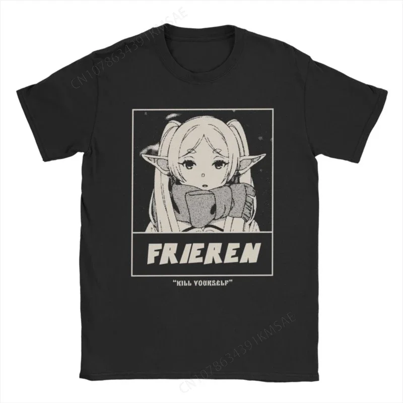 Vintage Frieren T-Shirts Men O Neck  Cotton T Shirts Anime Short Sleeve Tees New Arrival Tops