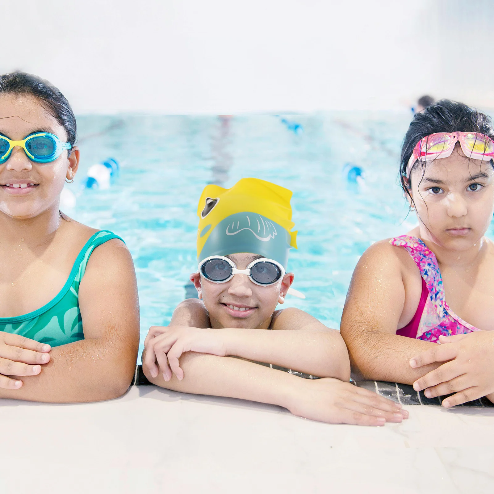 

1 Piece Kids Cartoon Swimming Cap Anti-Leak Sun Protection Swim Hat for Children Bathing Accessory Summer Outdoor Use