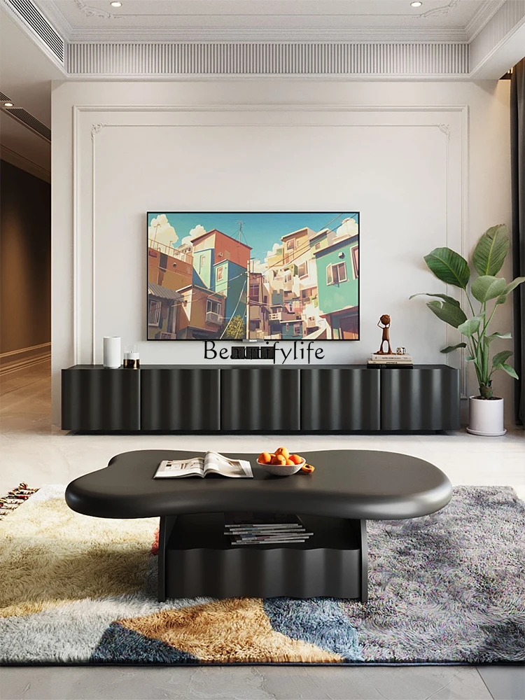 

4*Medieval TV Cabinet Floor-to-ceiling black French retro small apartment TV Cabinet