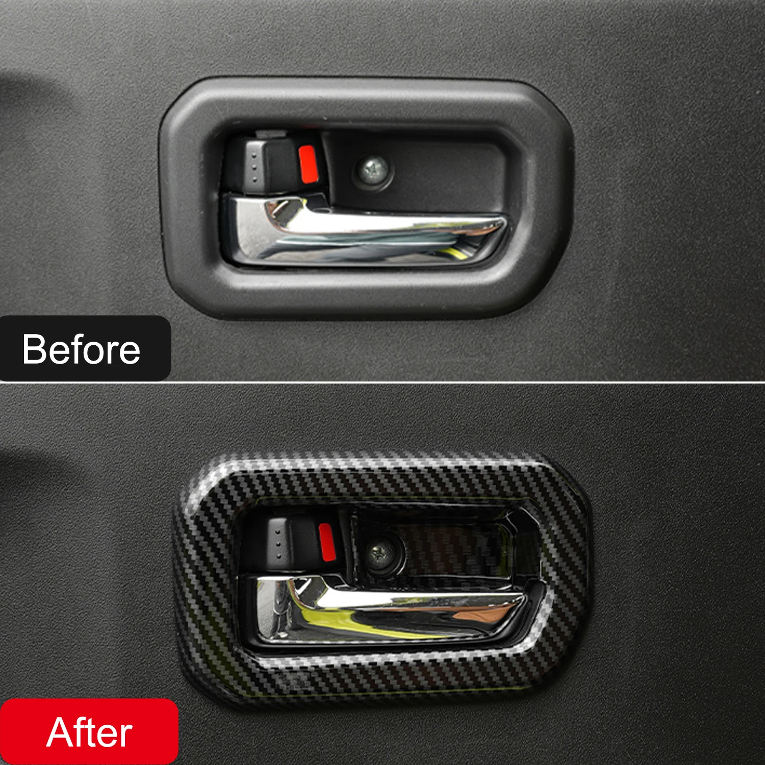 For Suzuki Jimny 2018-2026 Side Door Handle Bowl Frame Cover Trim Overlay Carbon Fiber Style ABS Car Interior Accessories