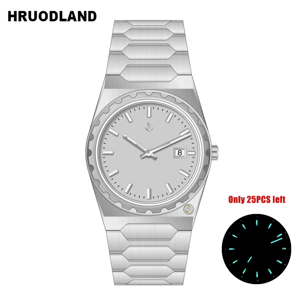 2024 New Hruodland 222 Ultrathin Quartz Watches 704 Movement Top retro men's stainless steel 10Bar BGW-9 clock reloj hombre