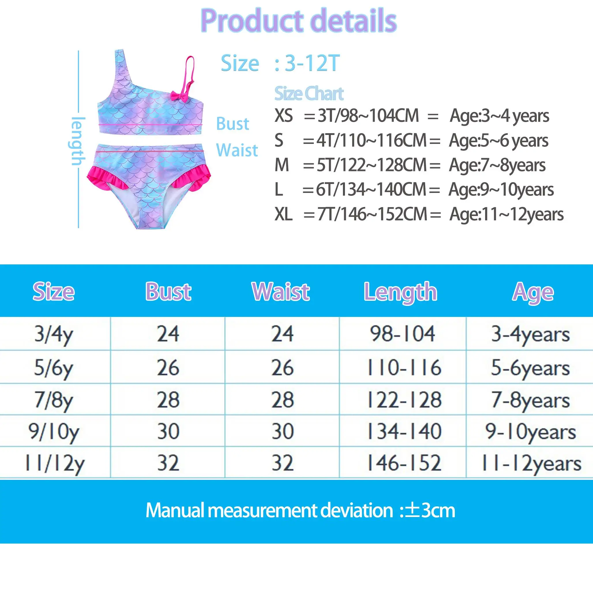 Love Heart-Shaped Paw Fox Cow Girls Bikini Swimsuit Kids Wear Fish Children's Dresses Swimwear Beach Two-Pieces Bathing Suits