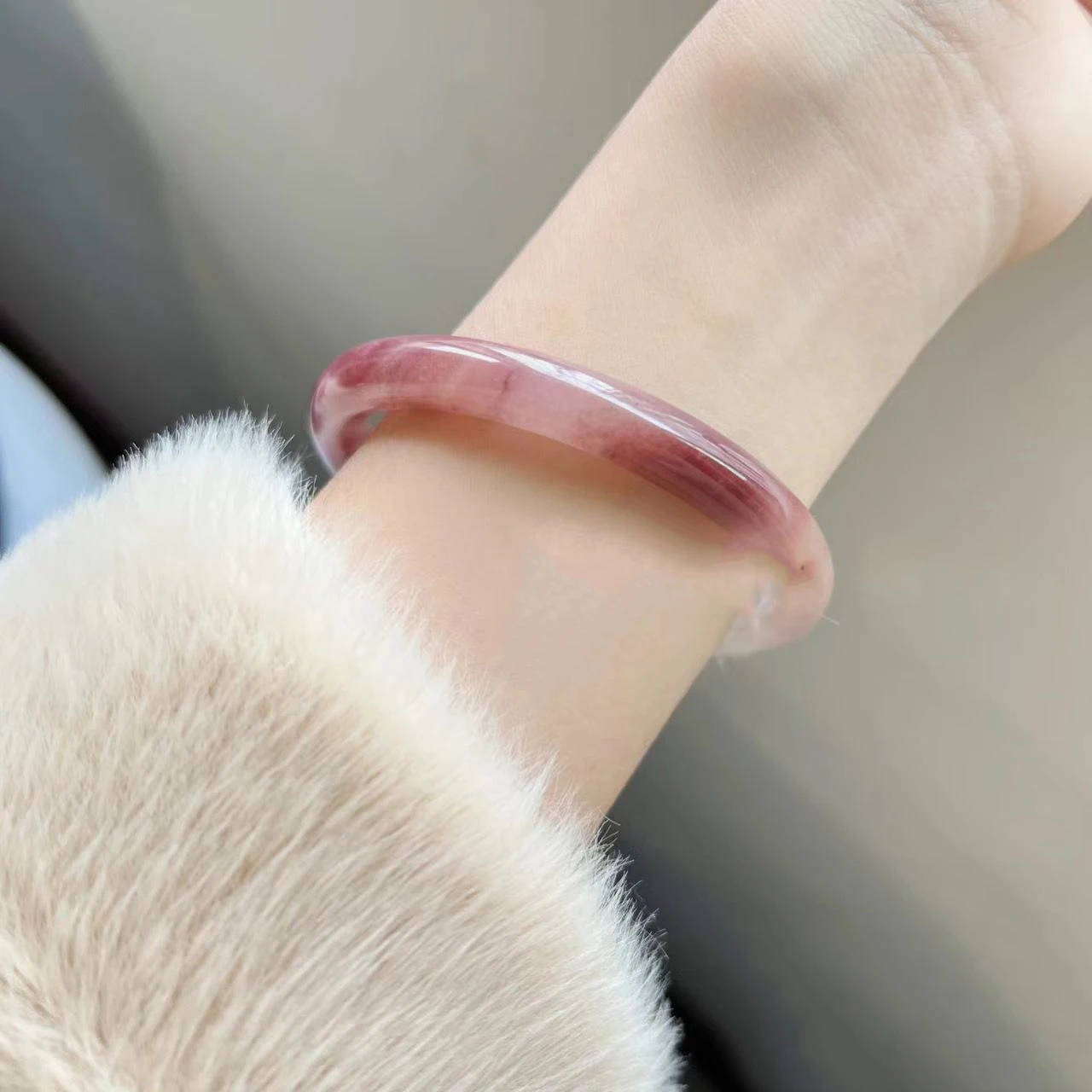 Beautiful Guifei Round Strip Thick Glass Anti Jade Ice Penetrating Bangle Bracelet Ancient Palace Hanfu Jewelry Accessories