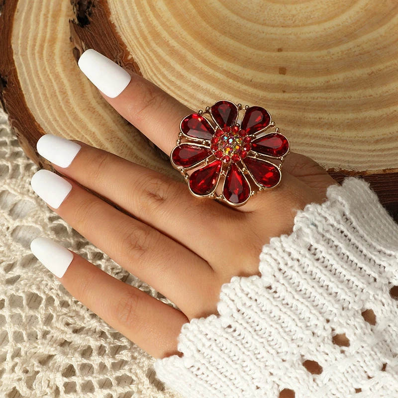 nail ring decoration personality hollow flower adjustable opening rings photo backgrounds for Nail photography Manicure shooting