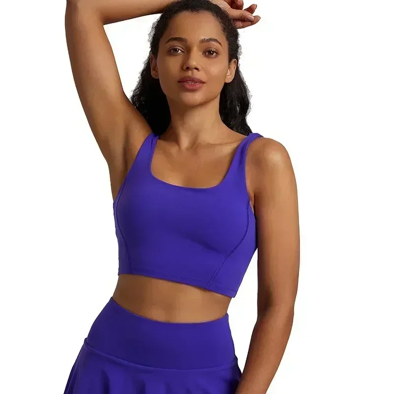 Sujetador deportivo con forma de U de limón para mujer, ropa interior deportiva para Yoga, Top con espalda cruzada, almohadilla para el pecho para gimnasio, entrenamiento integral de alta resistencia