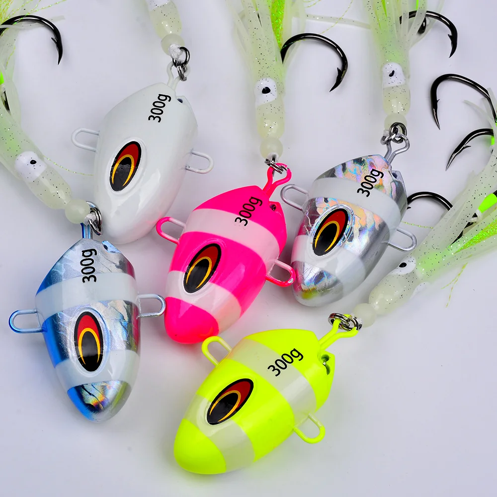 Proberos 1-teiliges leuchtendes Tintenfisch-Angelköder-Set – Silikon-Jig-Köder mit zwei Haken, leuchtende Tiefsee-Offshore-Trolling-Rigs – Detail 11