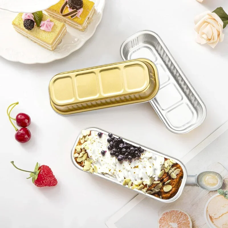 10PCS Disposable Aluminum Foil Tin Box Food Tray Container with Clear Lid Fit for Takeout Packing Kitchen Cooking Tin foil box view 2
