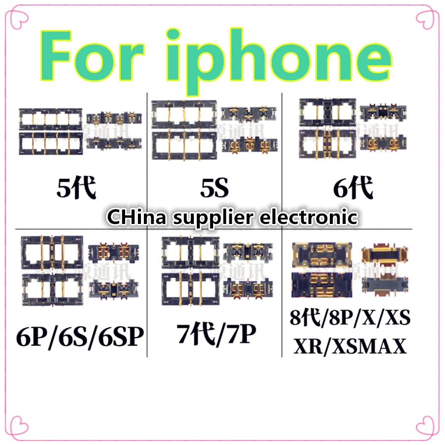 

Для iphone 5-го поколения 5S контакт батареи материнской платы 6G 6S 6P 7-го поколения 8-го поколения 8plus XR XSmax комплект батарейного сиденья