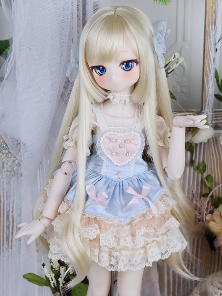 

A064 детская игрушка BJD DD SD MSD 1/3 1/4 MDD кукла Аксессуары парик Мягкий шелковый бант с длинными вьющимися волосами черный серый золотой 1 шт.