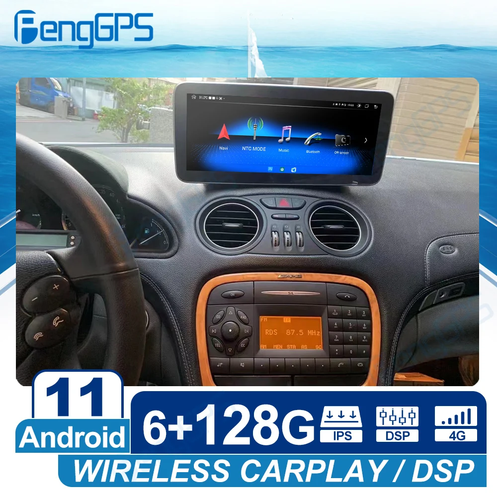 128GB For Mercedes Benz SL R230 SL350 SL500 SL55 SL600 SL65 2001 - 2007 Android 11 Car Radio Player Multimedia GPS Navi Carplay