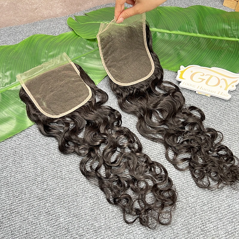 Natural Wave 5x5 HD Lace Closure Melt Skins Pre Plucked Small Knots Invisible HD Lace 100% Raw Virgin Human Hair Natural Color