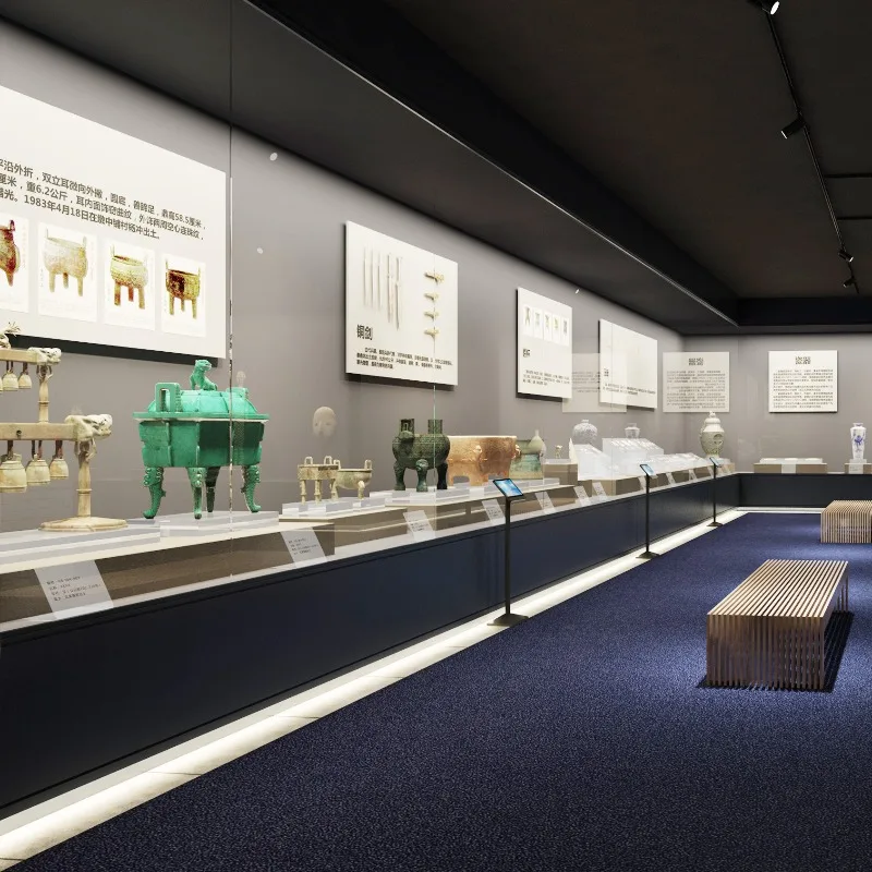 Museum display cabinet decoration Through cabinet Tempered glass display cabinet