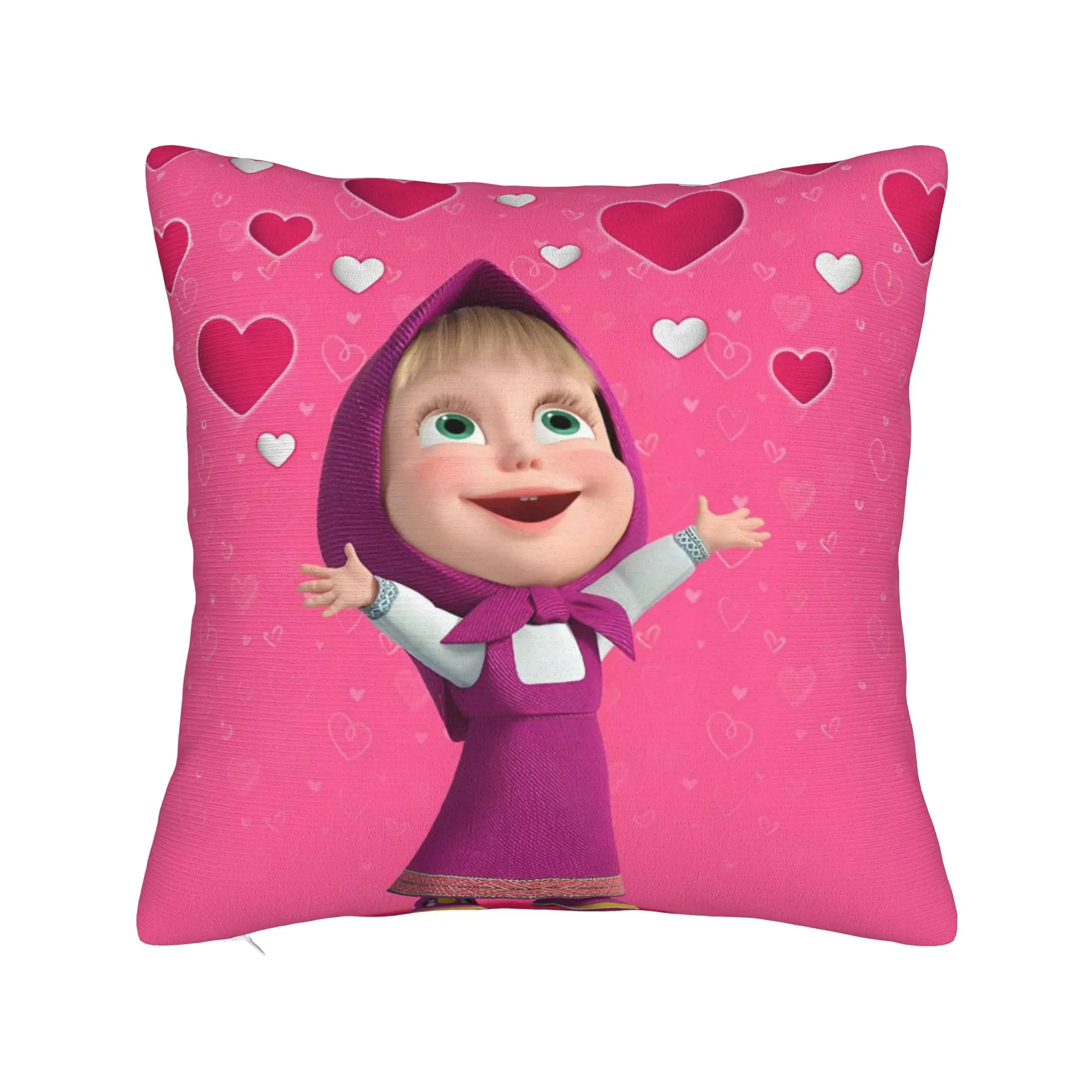Cute Cartoon M-Masha and Bear  Pillowcase Soft Polyester Cushion Cover Decor  Throw Pillow Case Cover Home Drop Shipping 45*45cm
