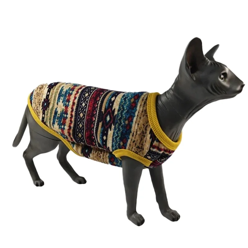 

Meow Sphinx Hairless Cat Clothes Cotton Breathable Devon Short Trendy Kitten Clothes for Cats For Small Dog Clothing