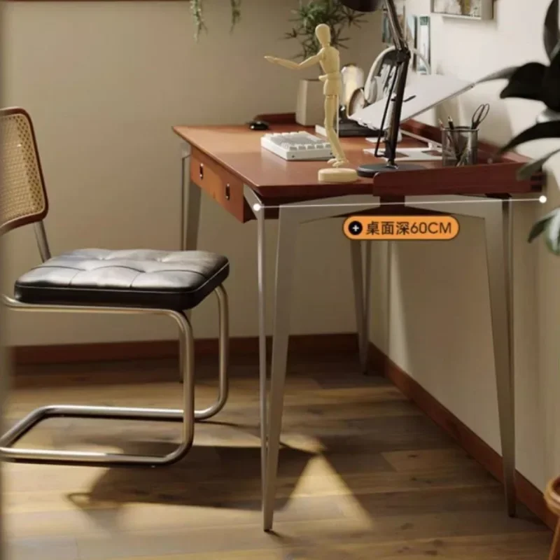 Nordic retro solid wood desk, study integrated writing desk, home computer study desk 4