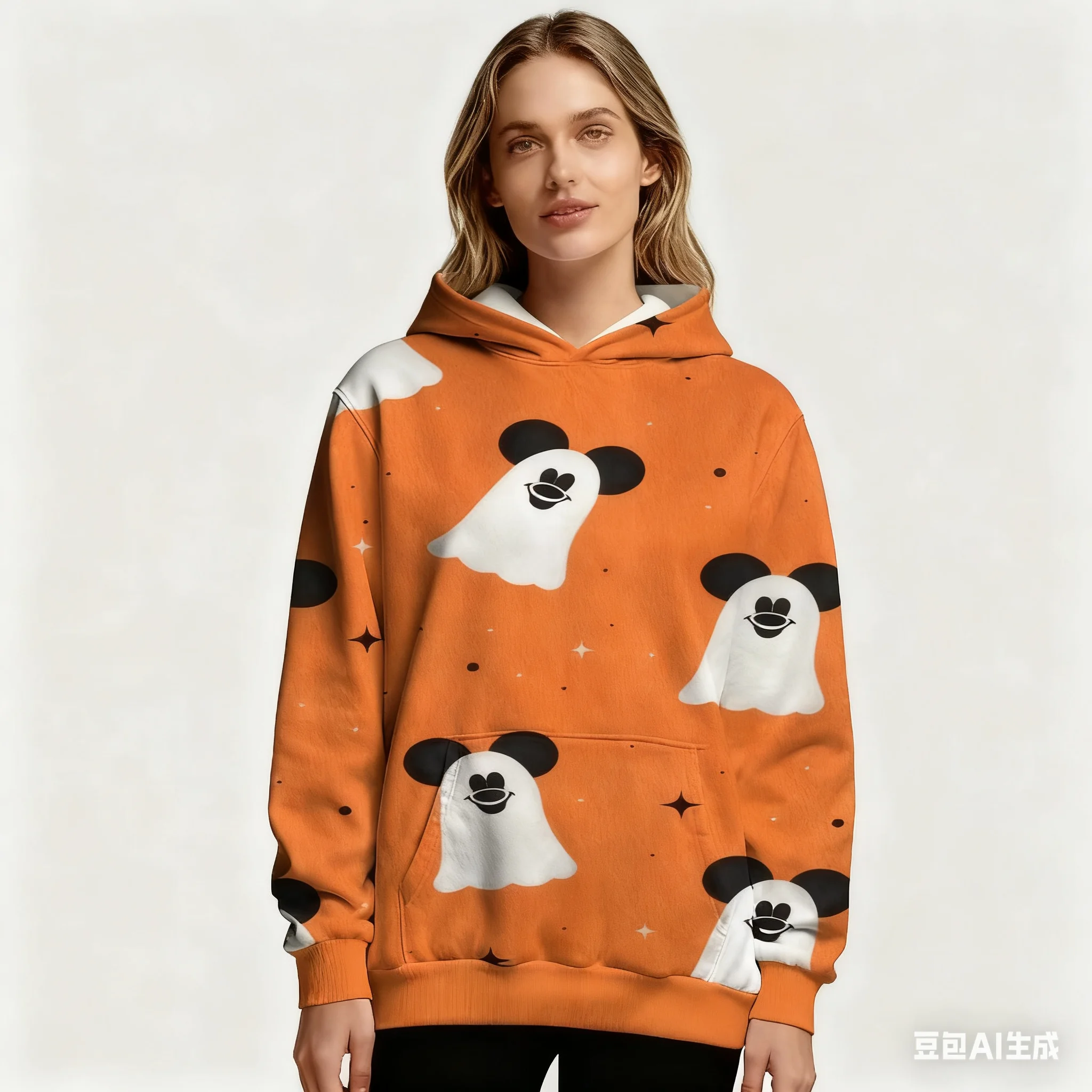 Sweat à capuche imprimé Disney Goofy Allover pour femme automne hiver chaud pull décontracté motif de dessin animé vibrant pour hauts à capuche à la mode