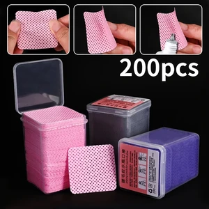 Wholesale 200Pcs/Box Nail Eyelash Glue Clean Cotton Pads  Gel Polish Remover Paper Lint-Free Wipe Manicure Makeup Cleaning Tools