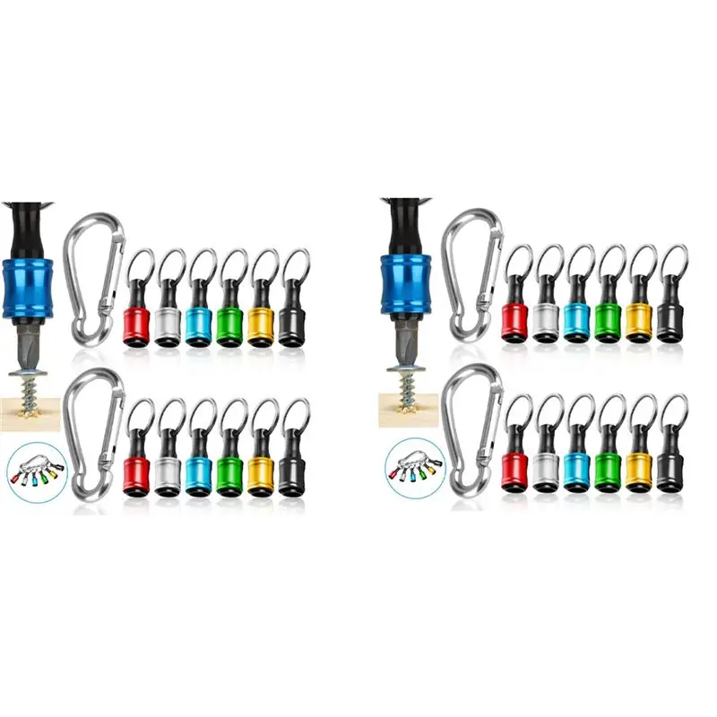 

AT05-24Pcs 1/4 Inch Hex Shank Screwdriver Bit Holders, Keychain Extension Bar, Portable Fast Change Bit Holder Set