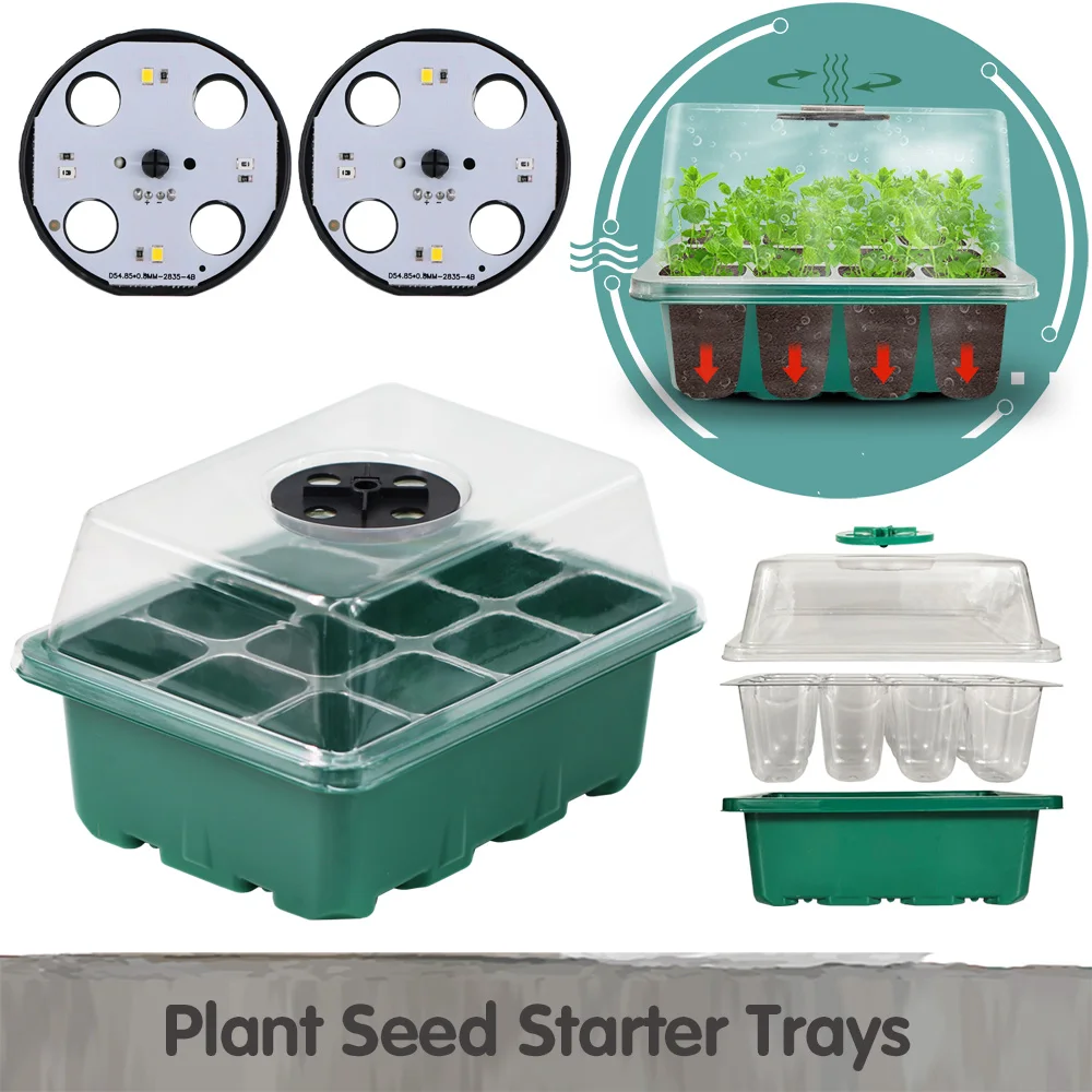 

Intelligentize Economical Plant Seed Starter Tray Grow Light Warm Light 12 Cell Pot Seedling Indoor Garden Germination Nursery