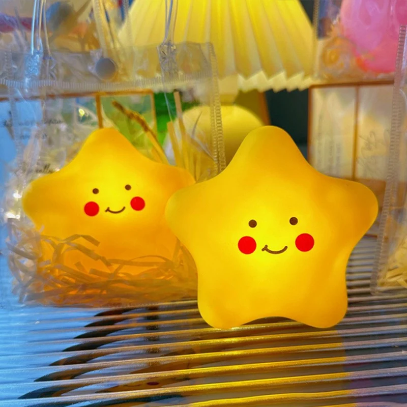 Creative LED Cartoon Night Light 3AA Battery Moon Star Ornament for Bedroom Bedsides Decorative Atmosphere Night Light as Gift