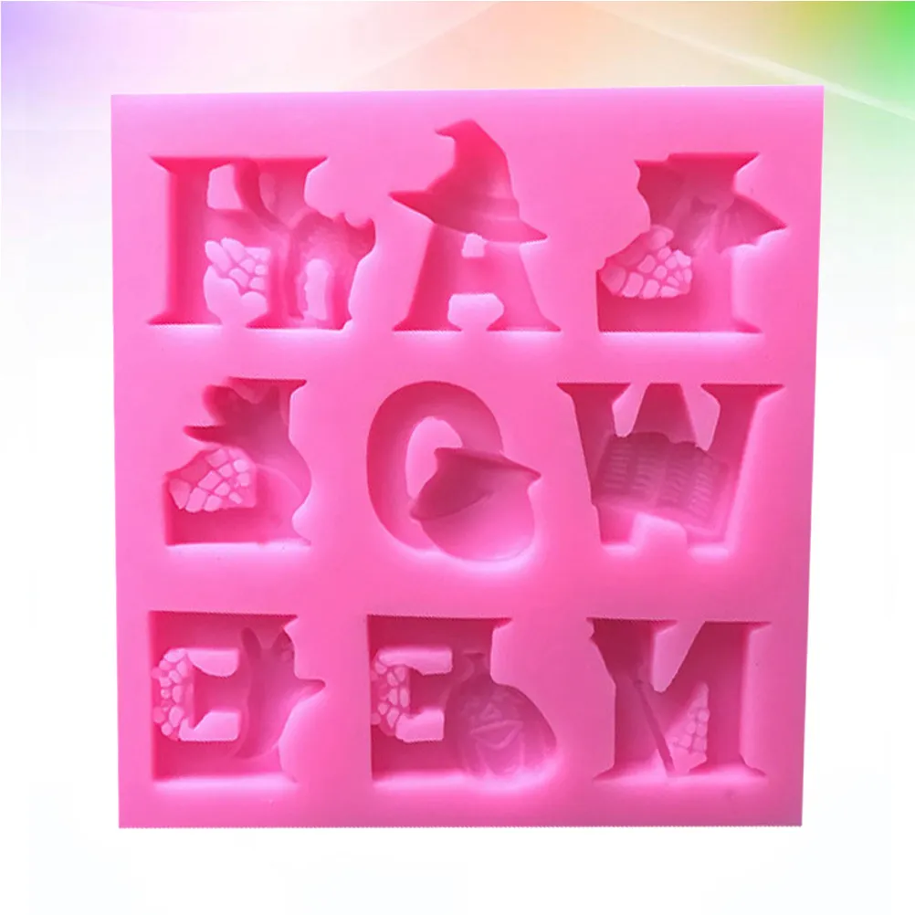 Flexible Non Stick Halloween Baking Mold Silicone Letters Pumpkin Ghost Witch for Cake Fondant Chocolate Ice Cube Jelly Crafts view 2