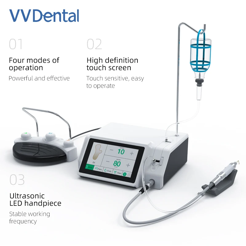 Máquina de corte de osso dentário VV, equipamento de piezochirurgia com poderosa peça de mão ultrassônica e tela de toque capacitiva colorida