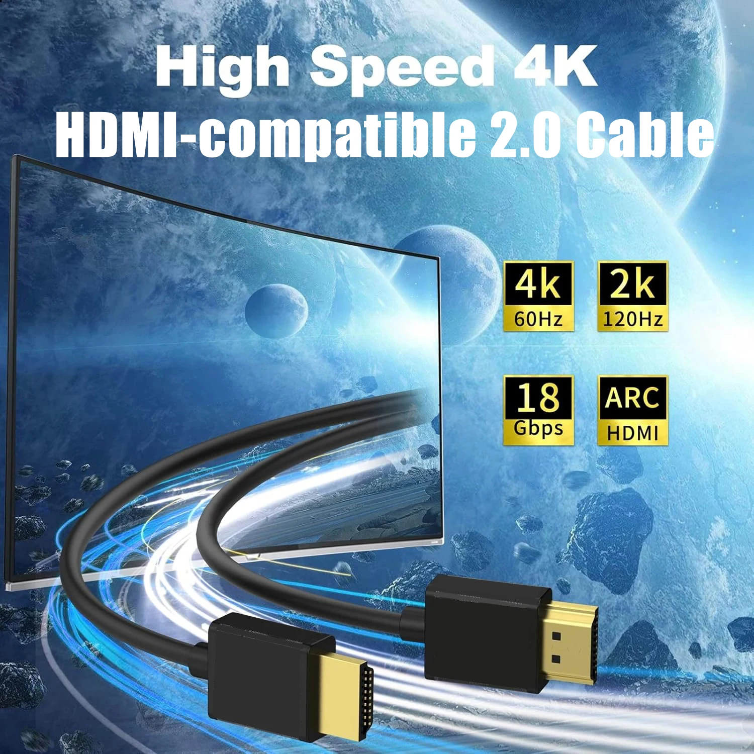 Ultra Thin Extreme Flexible HDMI-compatible Cord Male to Male Adapter Elbow Cable OD3.2mm 19+1 Core For 3D TV/HDTV/PS5/Blu-ray