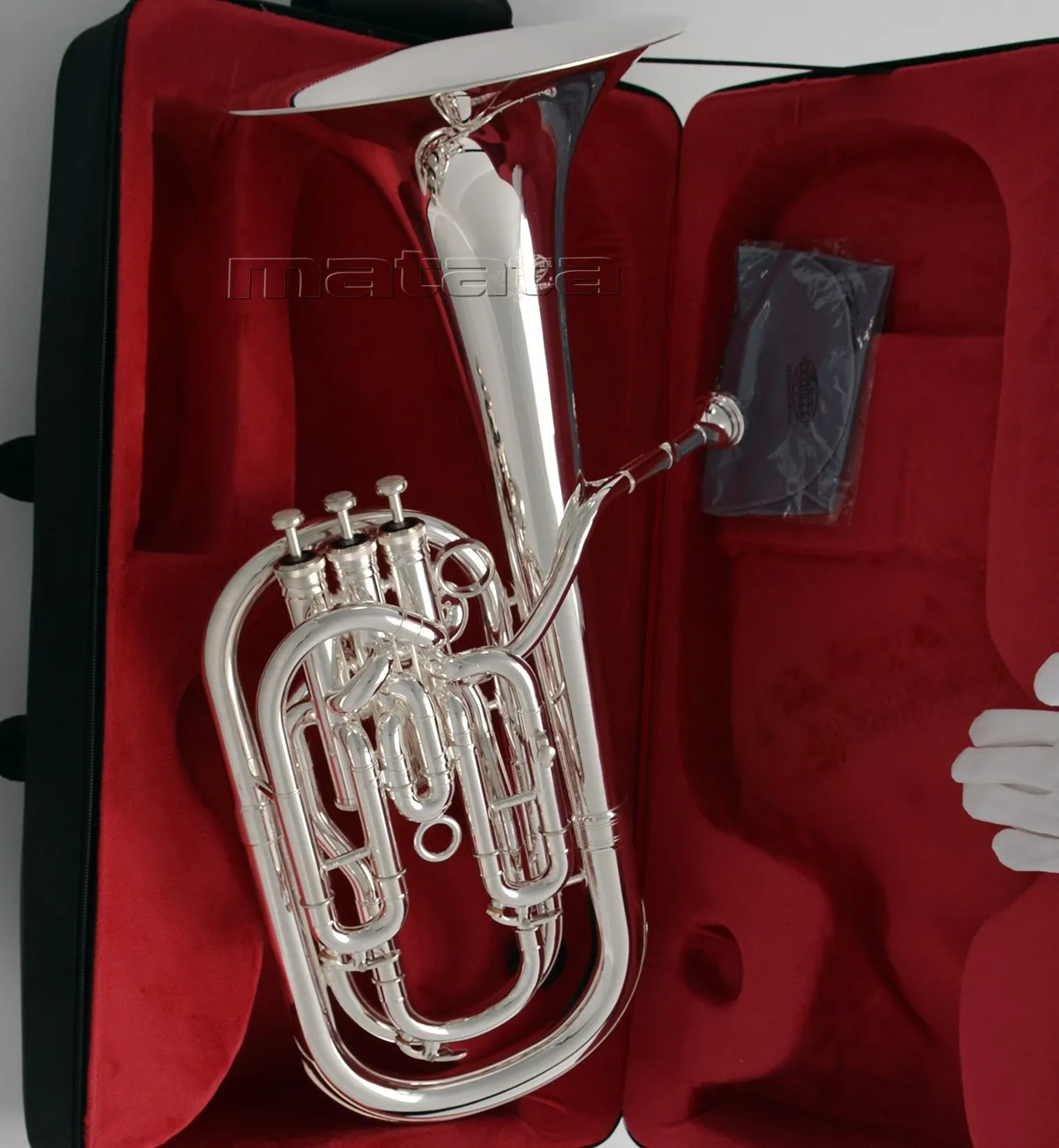 Fast Ship Professional Silver Plated Compensating Baritone horn Bb key 3 Valves With Case
