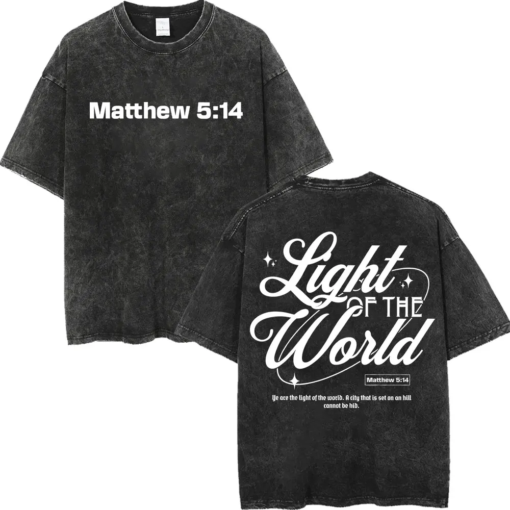 

Vintage Washed Jesus Christian Bible Verse Merch T Shirt Men Women Casual Oversized T-shirts Summer High Quality Fashion T-shirt