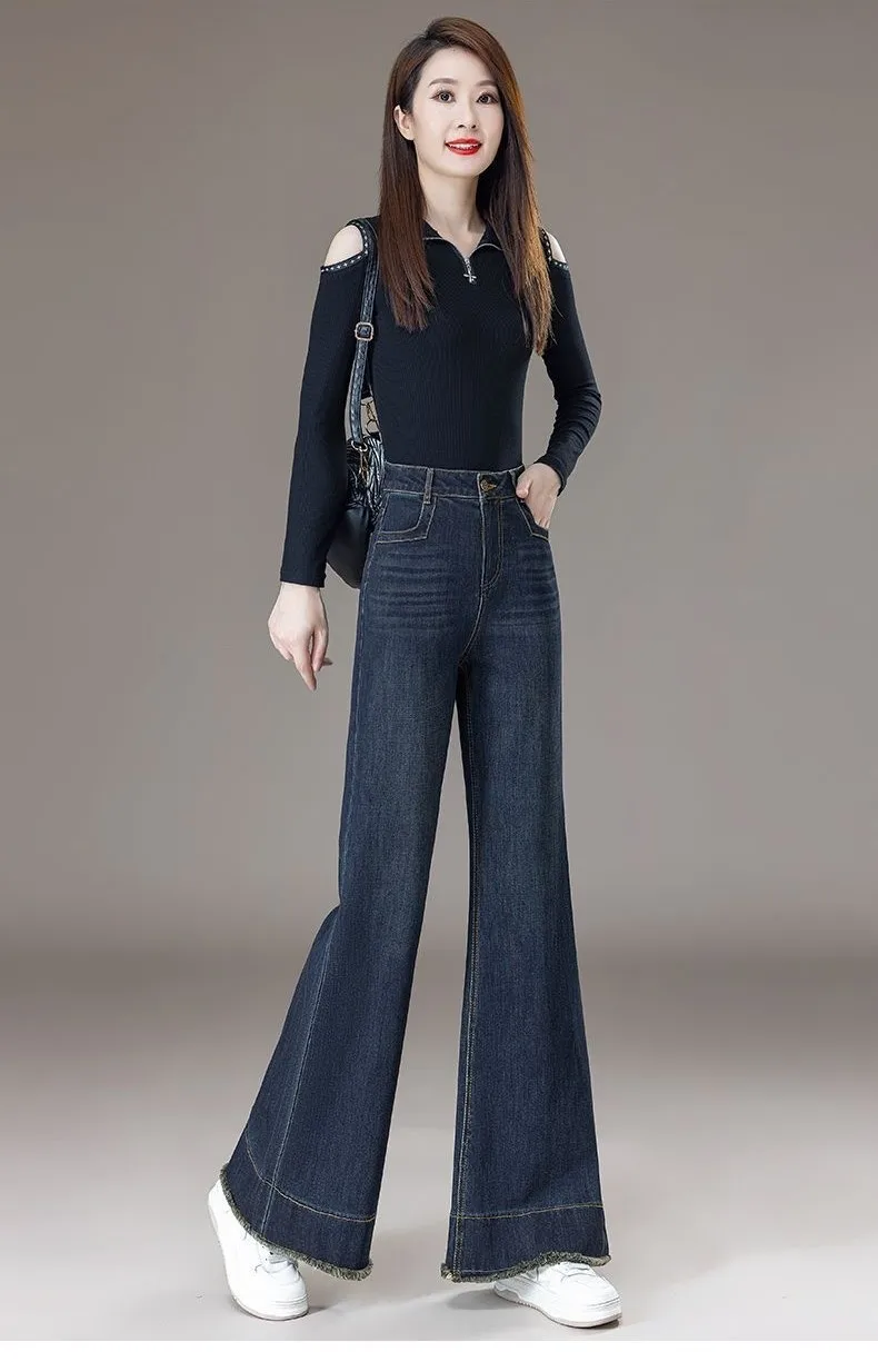 

Джинсы Bootcut женские больших размеров с прямыми штанинами для колледжа черные простые мягкие хлопковые тонкие элегантные вечерние стираные посадки повседневные весенние обычные