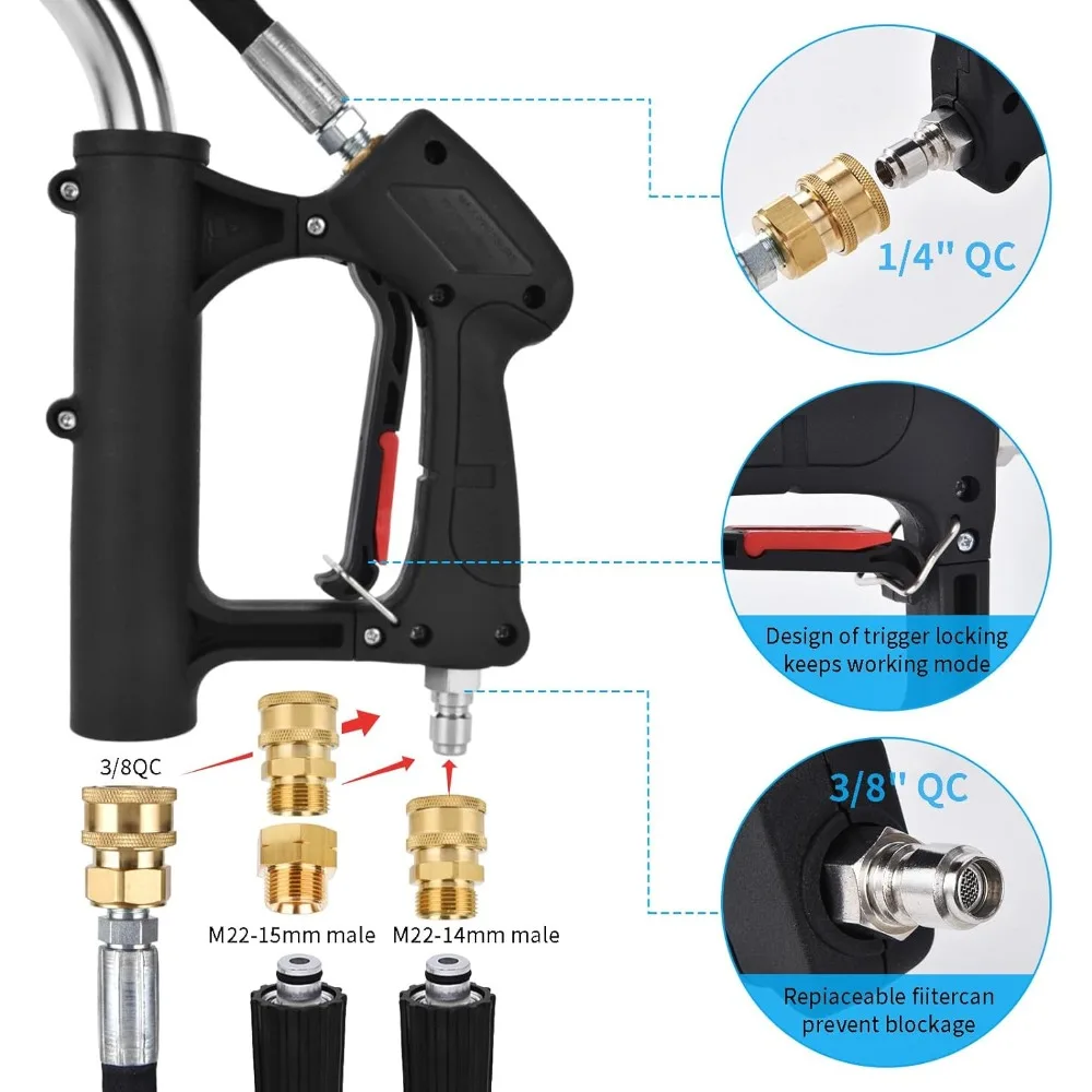 أدوات كهربائية خارجية/24 قدم تمديد عصا غسالة الضغط المتداخلة، عصا تمديد لغسالة الطاقة من الألومنيوم مع 7 أطراف فوهة، 3 #5