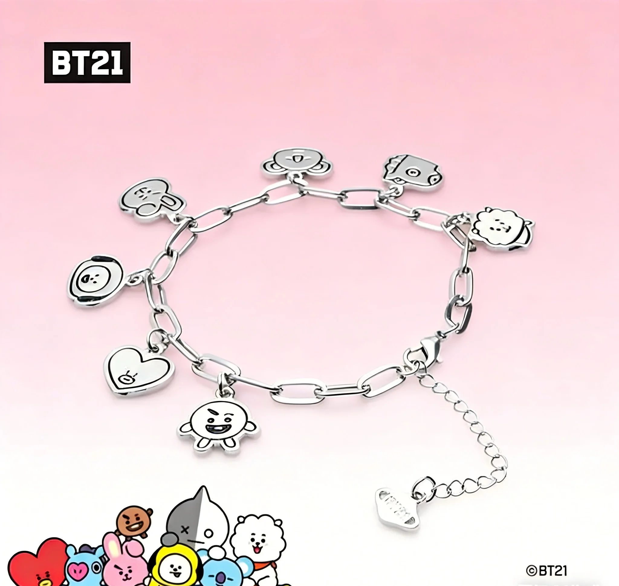 Accessorio della popolare coppia di personaggi anime BT21, 26 cm, semplice e alla moda, esclusivo per i fan da collezionare, accessorio carino in stile cartone animato.