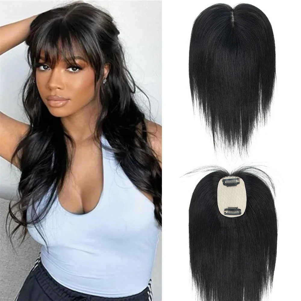 

Повседневный накладной парик-топпер с HD-кружевом для невидимой линии роста волос, 100% натуральные волосы Реми, со встроенными зажимами для тонких волос на макушке, полное покрытие