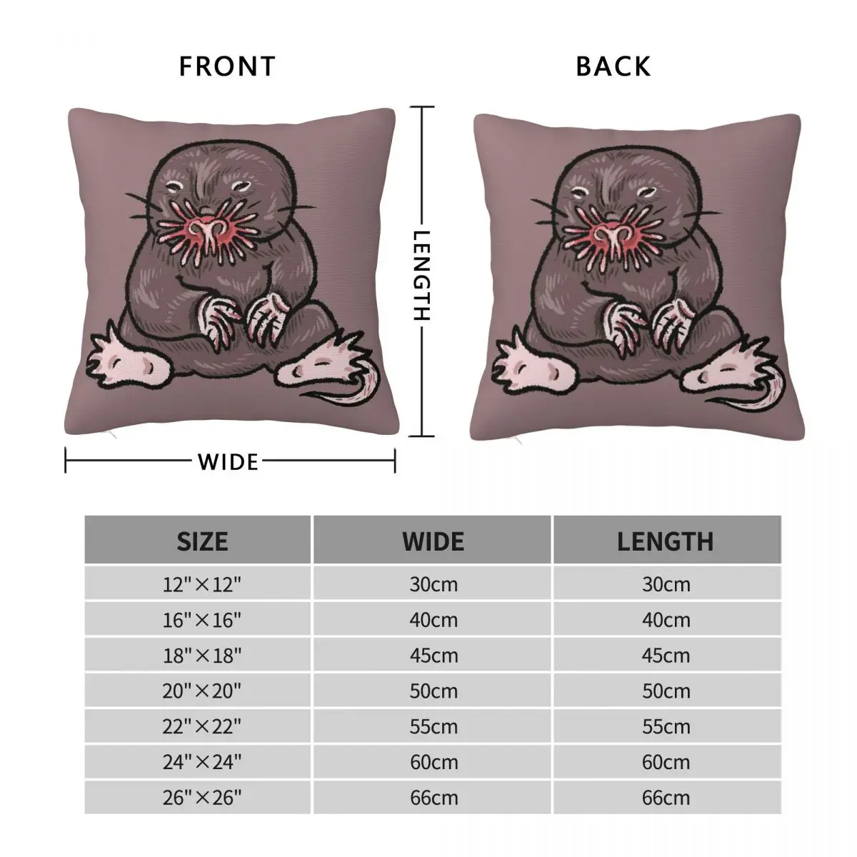 Star Nosed Mole Pillowcase Polyester Linen Velvet Printed Zip Decorative Sofa Seater Cushion Cover