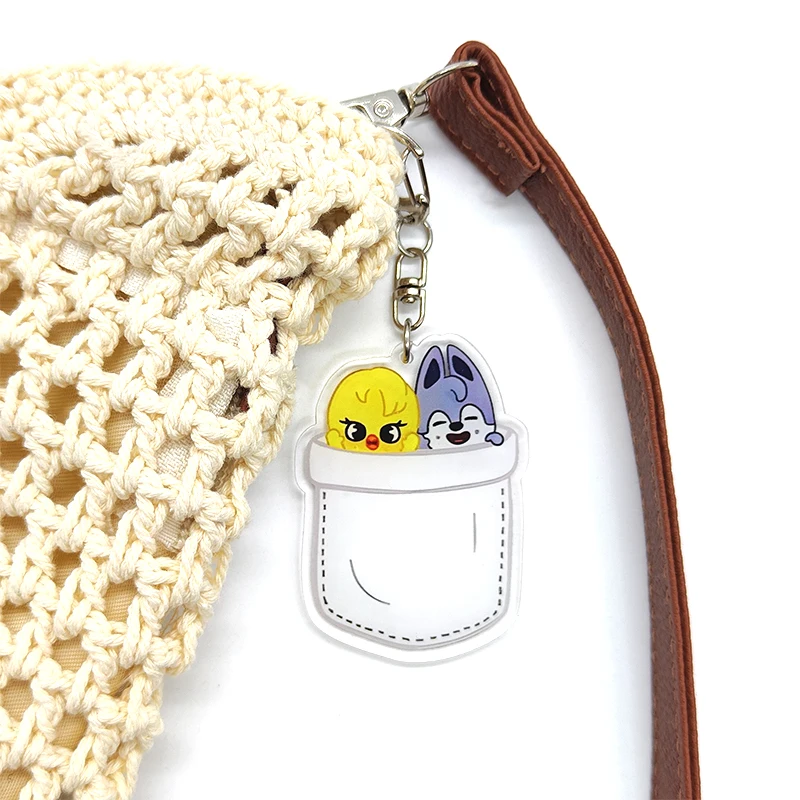 4 قطعة/المجموعة KPOP الاكريليك سلاسل المفاتيح اكسسوارات لطيف حقيبة قلادة للهدايا المشجعين