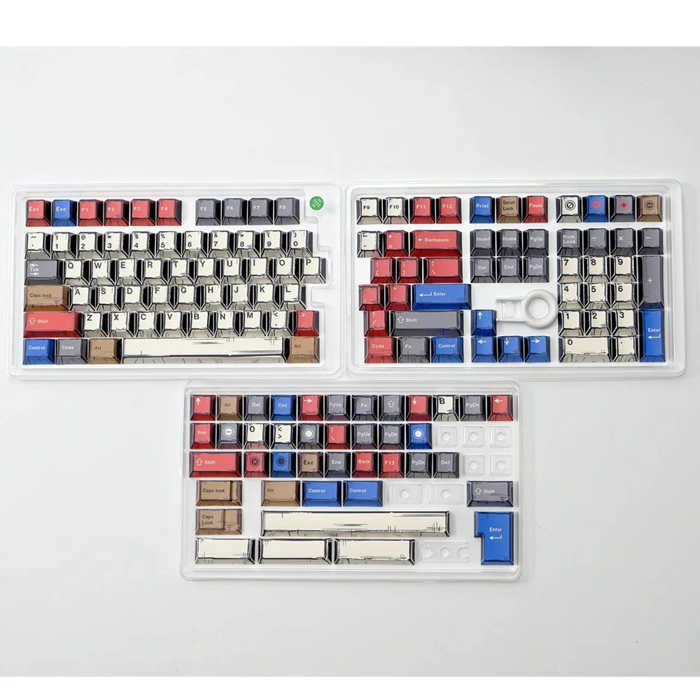 Custom Manga Style White Keycap Retro Mixed Lights Heat Sublimated Cherry Profile PBT Key Caps for Mechanical Keyboard Keycaps