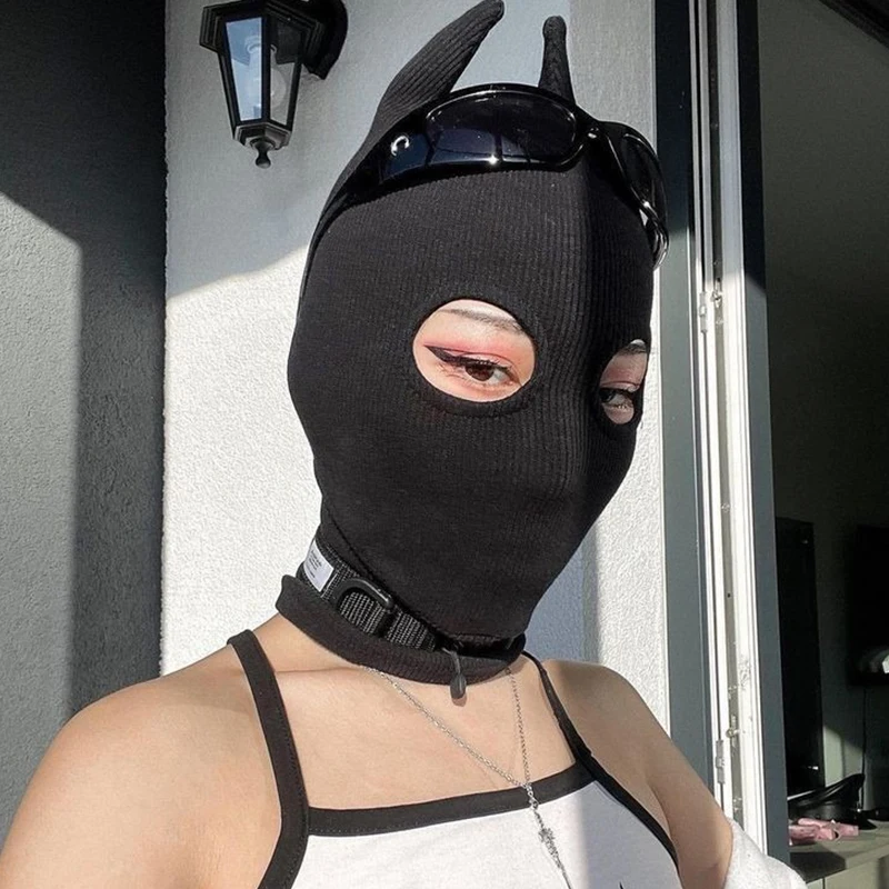 Maschera di cartone animato nero con personalità in stile divertente High Street per cappello mascherato cosplay di Halloween