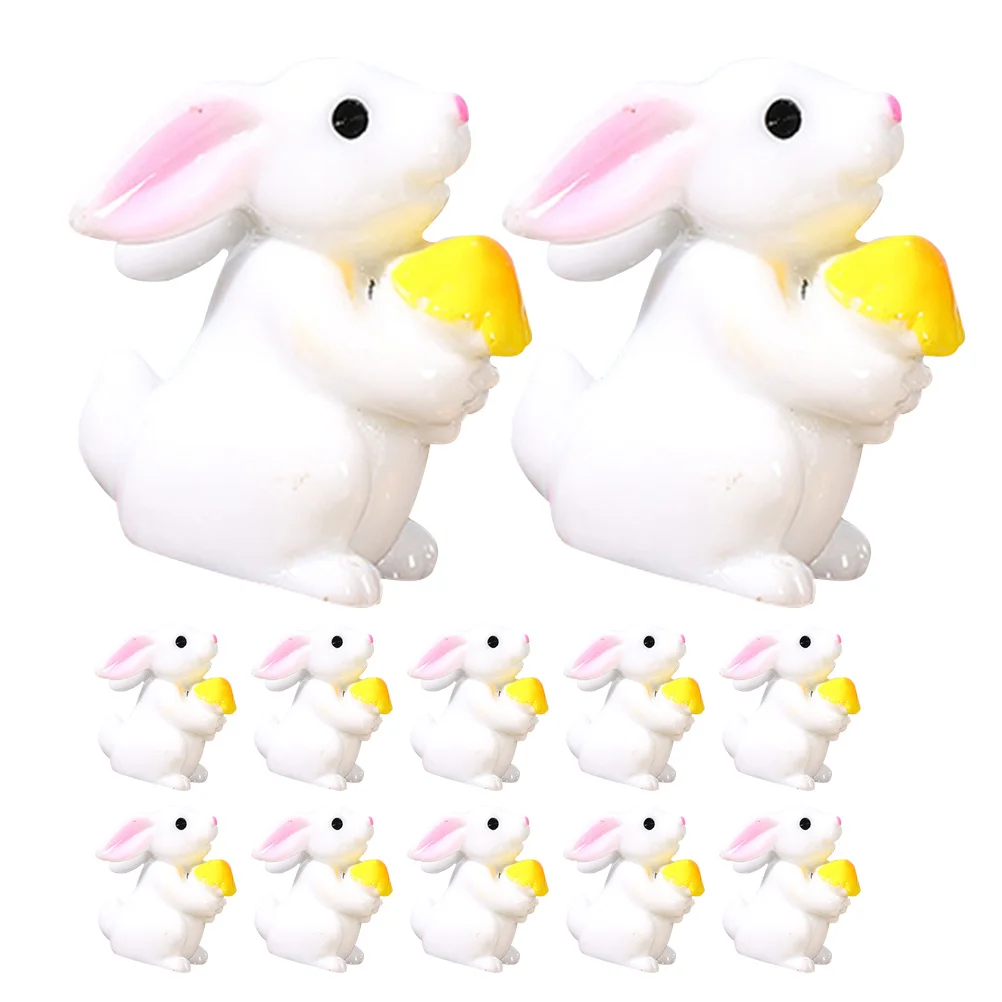 

12Pcs Lovely Rabbit Ornament Set for Mini Garden Decoration Resin Craft Small Animal Statues Home Decor Mini Bunny Figurine