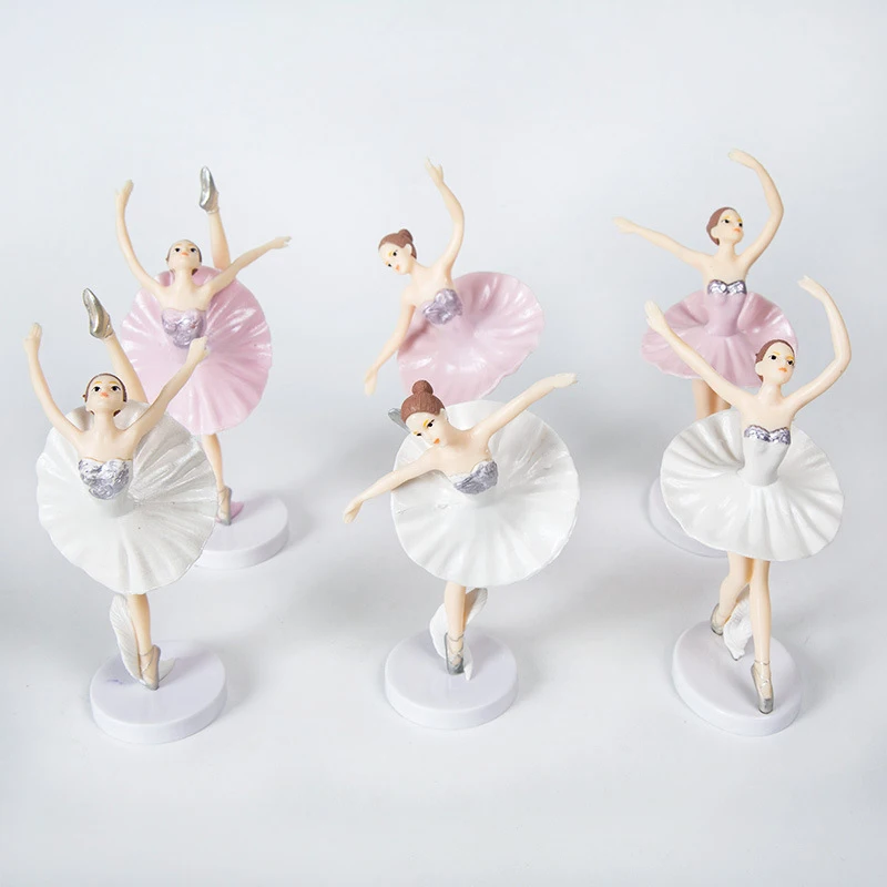 3 Pcs Ballet Girl Cake Toppers with Base Miniature Figurine Toys Figurines Playset Cake Decoration xqmg